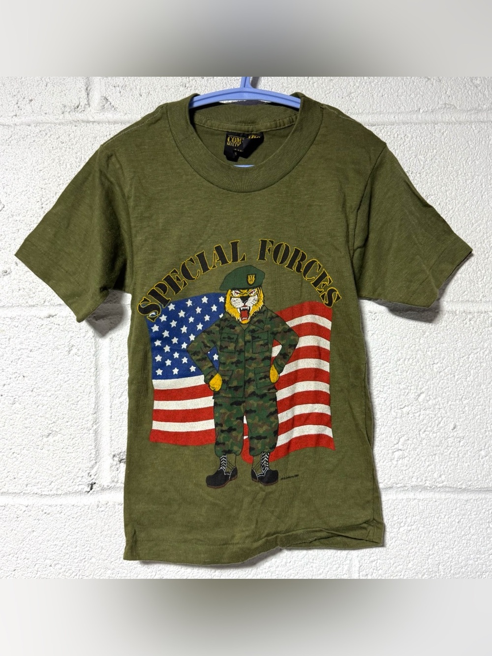 Vintage 80s Commando Military Design Special Forces T-Shirt Youth 6-8 USA NOS